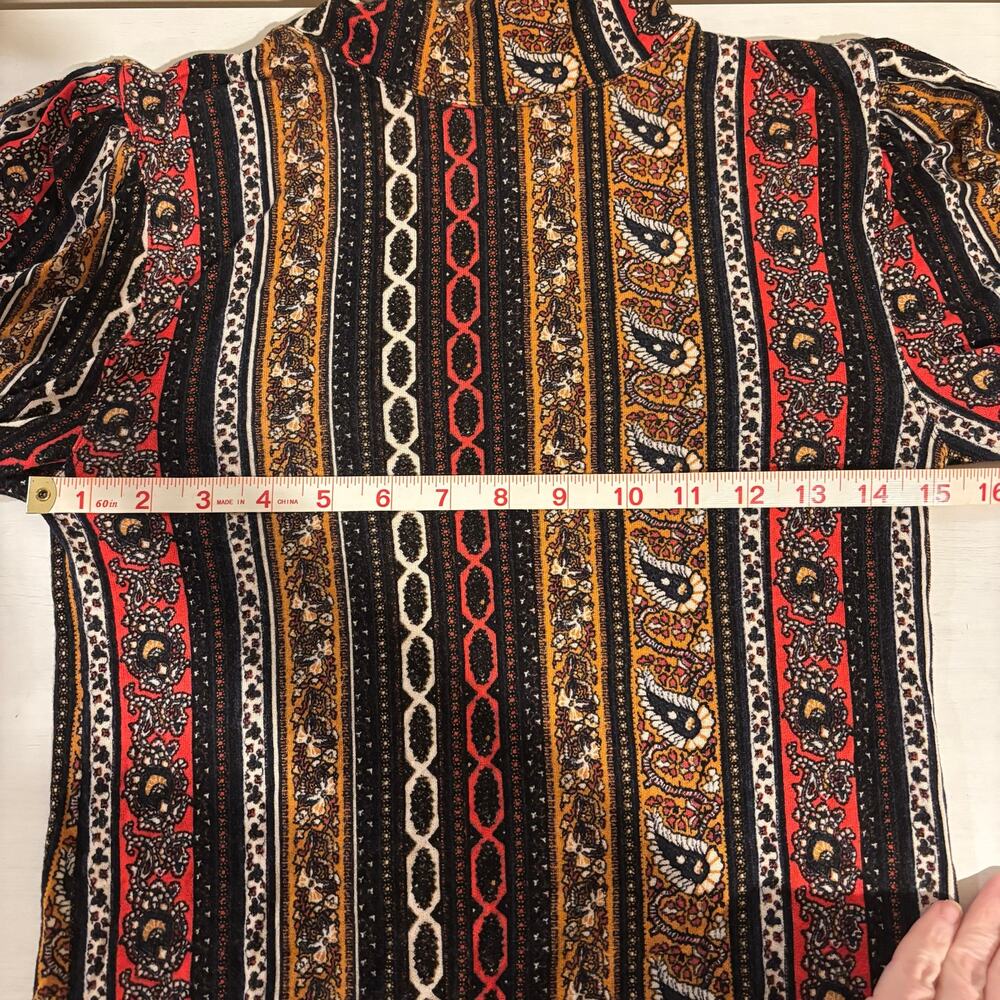 Free People Donatella Paisley Stripe Tie Sleeve Top Small 70s Boho Whimsygoth - Picture 5 of 6